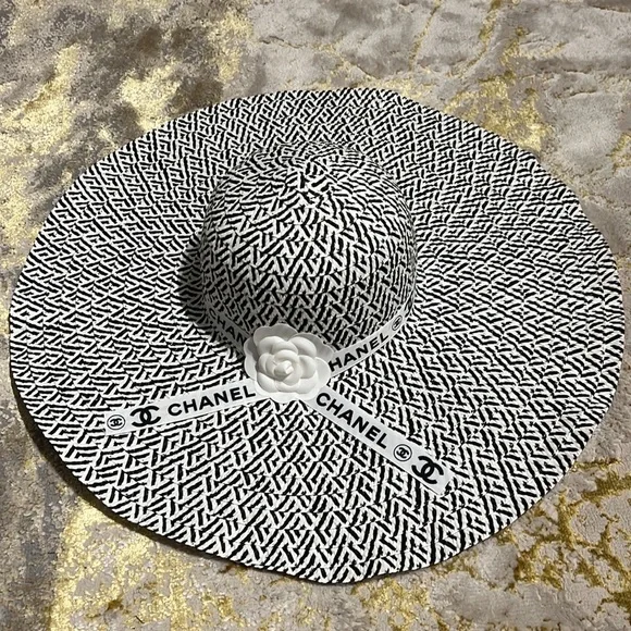 CHANEL CC Grosgrain Ribbon Camellia Flower Floppy Sun Hat - Influencer Trending - Picture 5 of 10